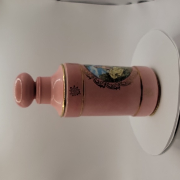 Vintage Enesco Japan Ceramic Pink w/Victorian Artwork Jar - Picture 5 of 13